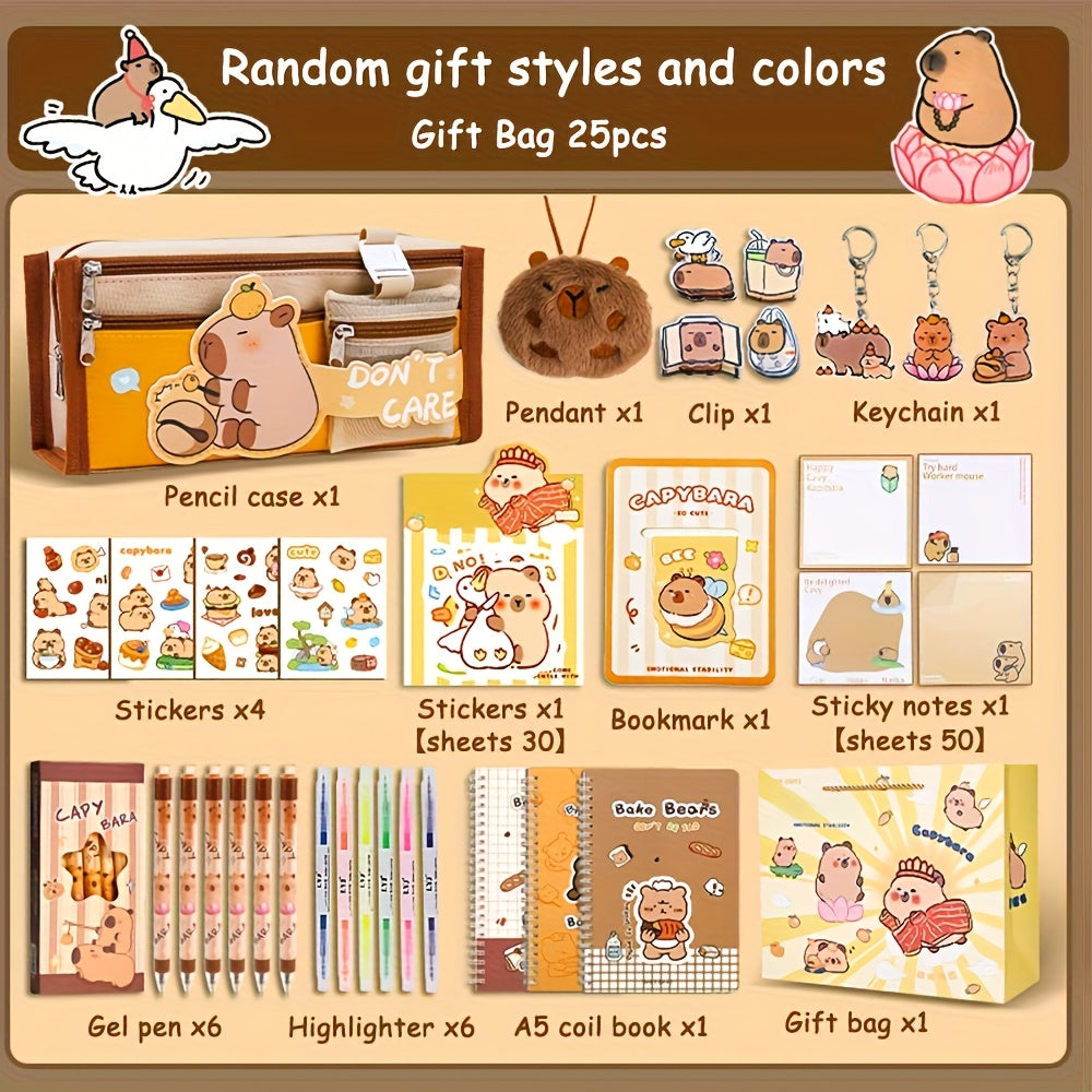 Capybara kawaii Set