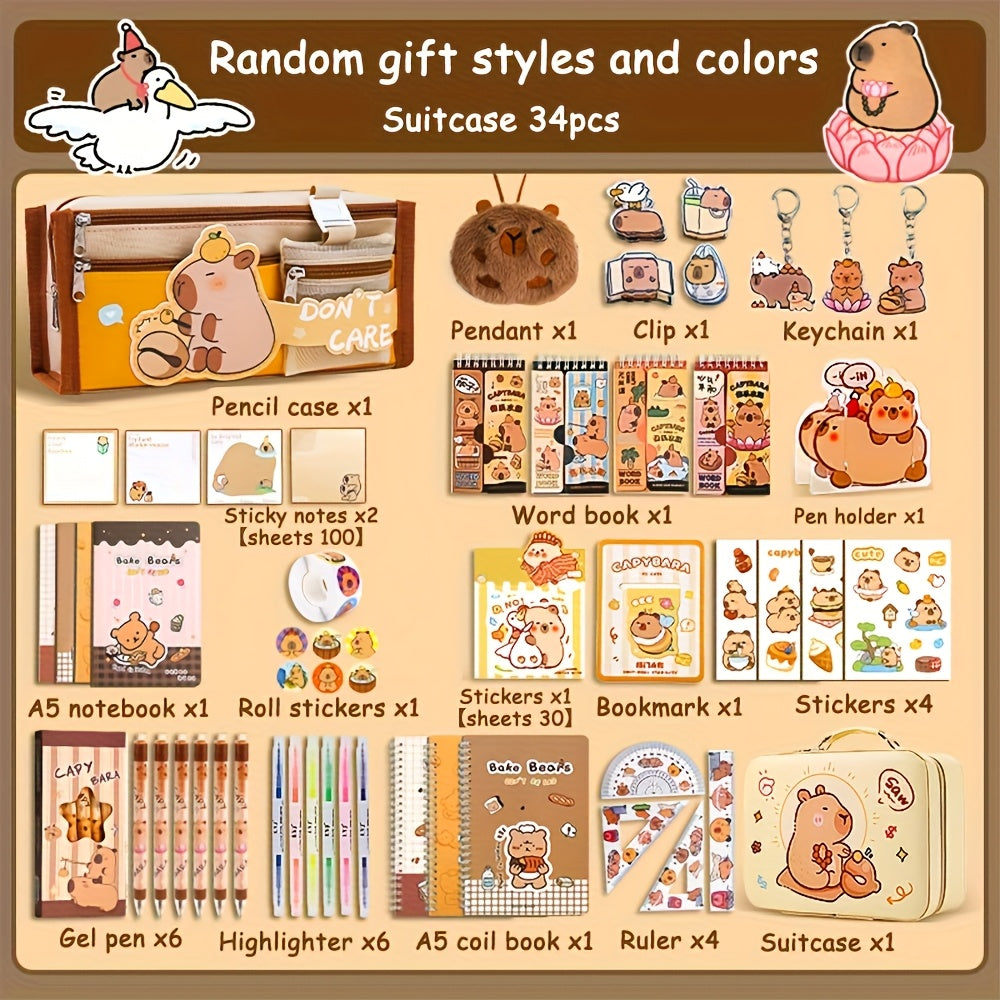 Capybara kawaii Set